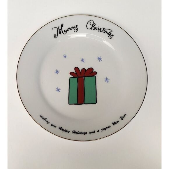 MERRY BRITE CHRISTMAS 7.5" SANTA TREE GIFT REINDEER SET OF 8 BREAD PLATES/BOWLS - Picture 4 of 16
